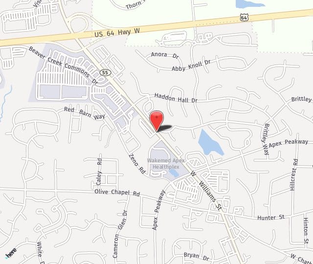 Location Map: 1001 W Williams St Apex, NC 27502